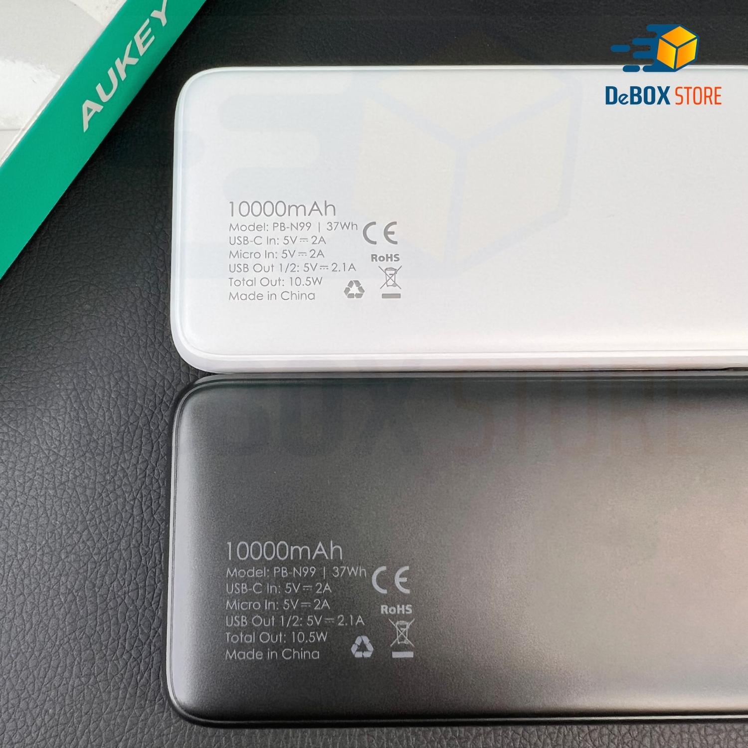 Pin sạc dự phòng AUKEY PB-N99 10000mAh Sạc nhanh 10.5W, 2 Cổng Sạc tiện lợi - Hàng Chính Hãng