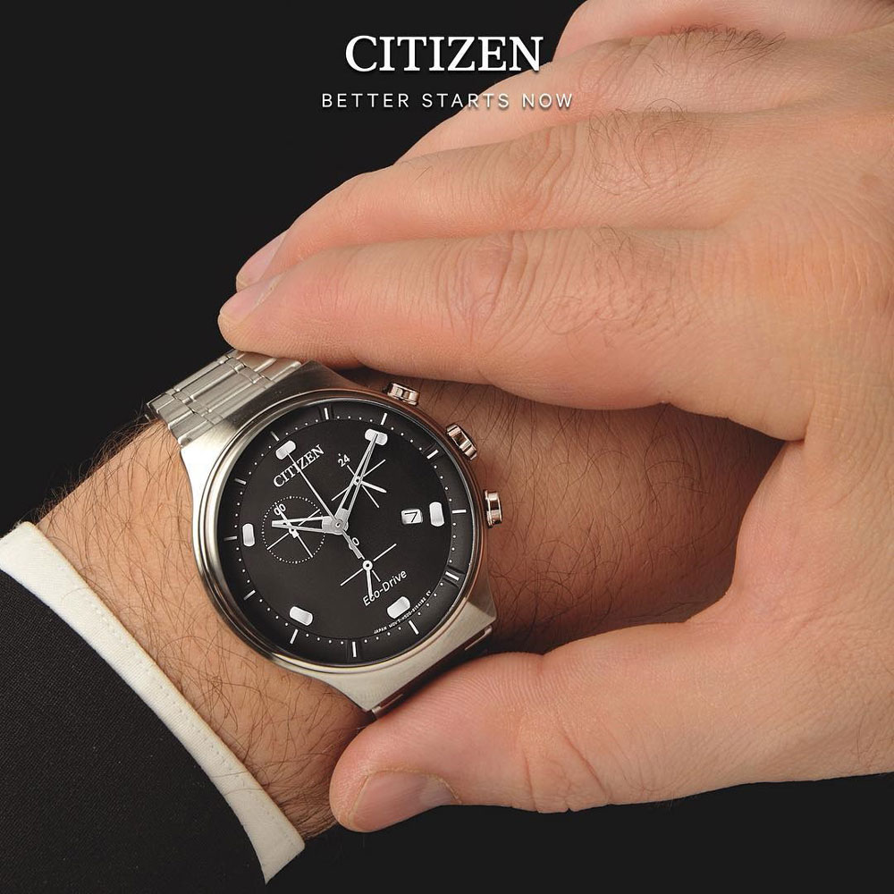 Đồng Hồ Nam Citizen Dây Thép Không Gỉ AT2400-81E - Mặt Đen (Sapphire)