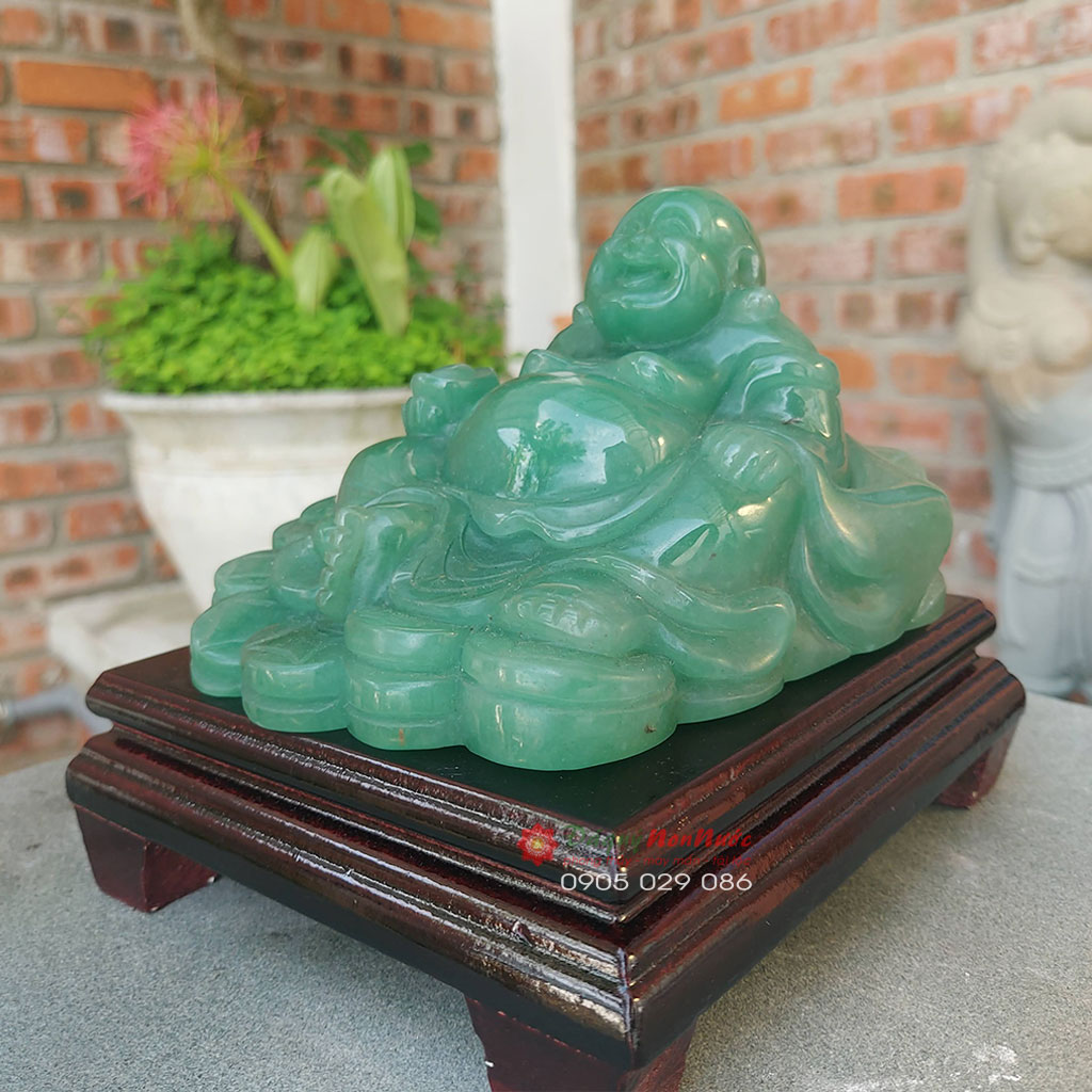 Tượng Phật Di lặc đá thạch anh Aven 14cm - đá Non Nước