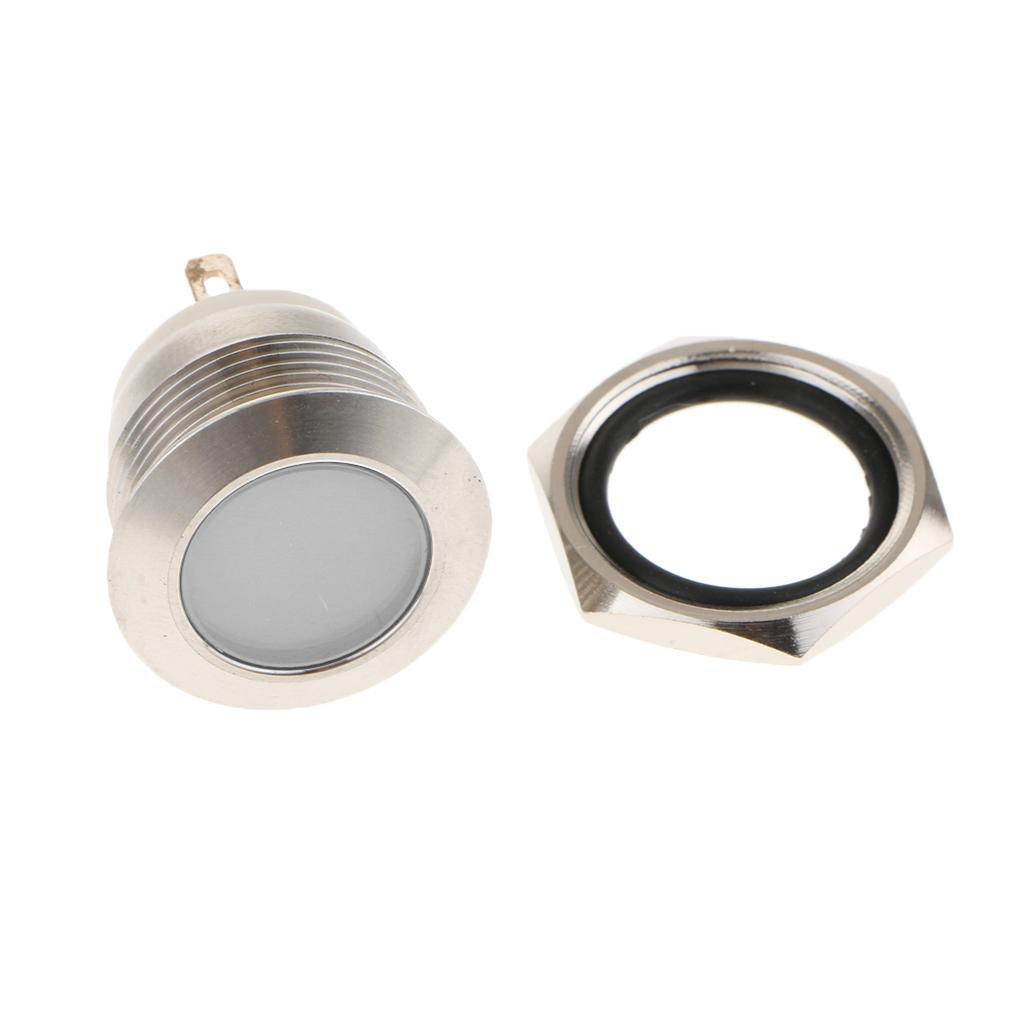 3xCar Motorcycle DC12V 19mm Panel Indicator Light for Wrie Leads White