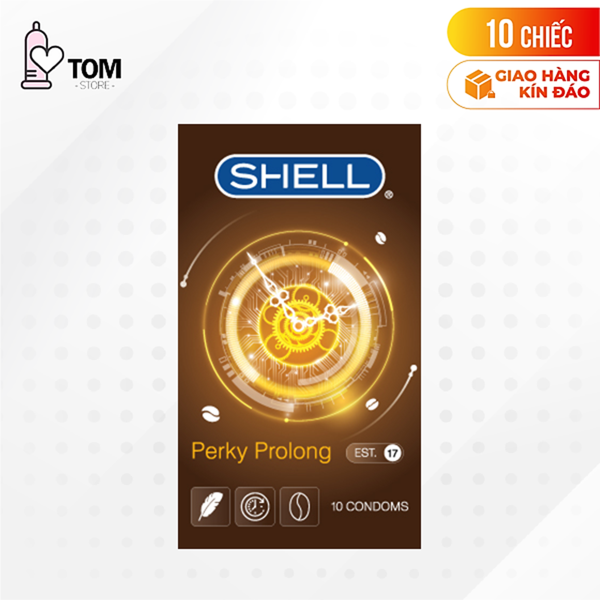 Bao cao su Shell Perky Prolong kéo dài thời gian, hương cà phê