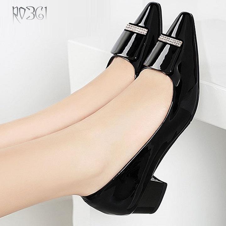 Giày búp bê nữ cao gót 2p RO361 ROSATA tại BCASHOP - màu đen