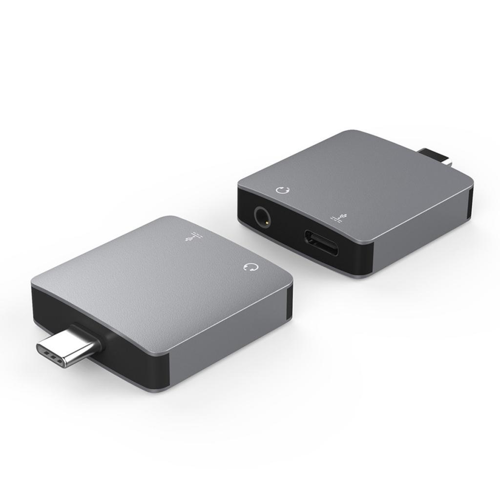 Type C To Audio Adapter, 2 In1 Type-C To 3.5mm Earphone Audio Converter