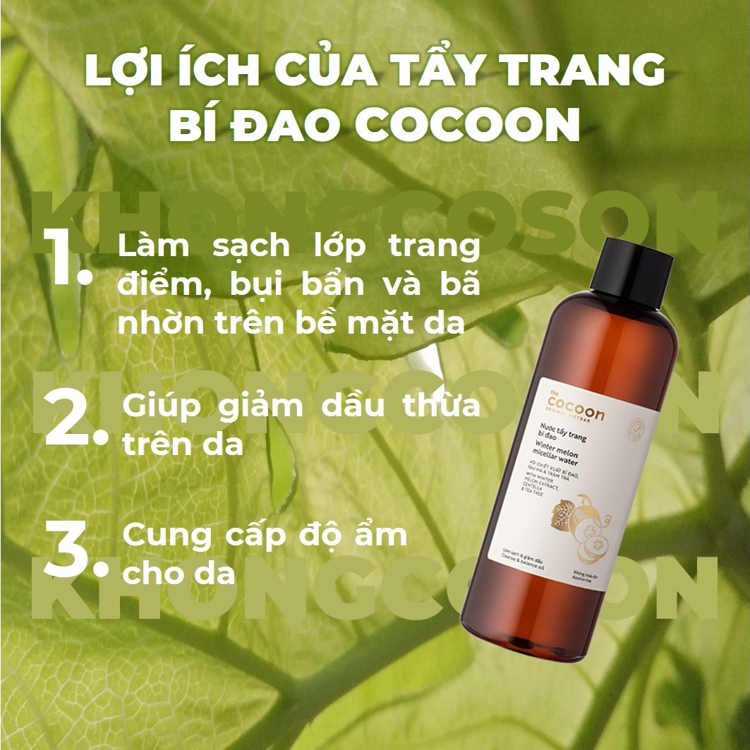 Nước Tẩy Trang Bí Đao Cocoon 140ml + Tặng Kèm Băng Đô Tai Mèo Màu Ngẫu Nhiên