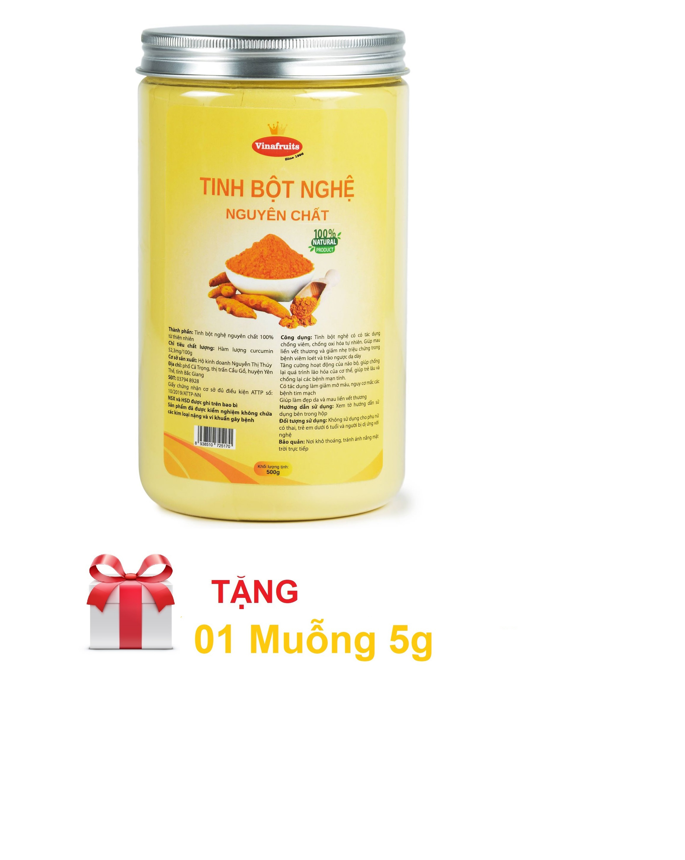 Tinh bột nghệ nguyên chất Vinafruits 500g