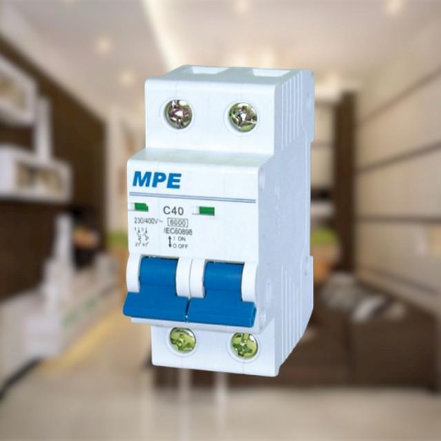 APTOMAT TỰ ĐỘNG 2P-6A/10A/16A/20A/25A/32A/40A/50A/63A ICU 6KA / 4.5KA CAO CẤP MPE (MP6-C2)