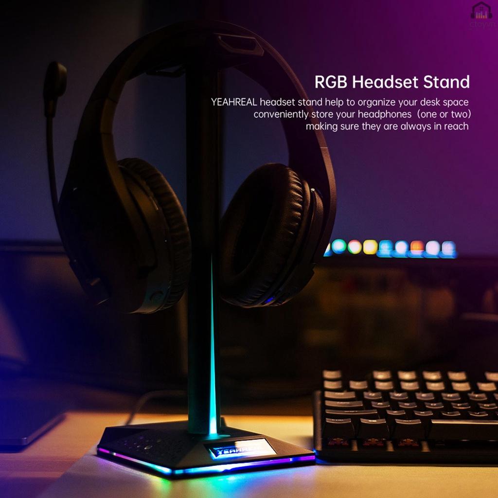 Giá đỡ tai nghe chụp tai EB01 RGB chơi game có 2 cổng USB 3.5mm