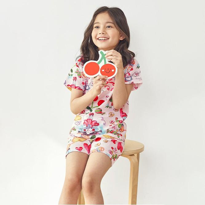 Bộ đồ ngắn tay mặc nhà cotton giấy cho bé gái U3030 - Unifriend Hàn Quốc, Cotton Organic