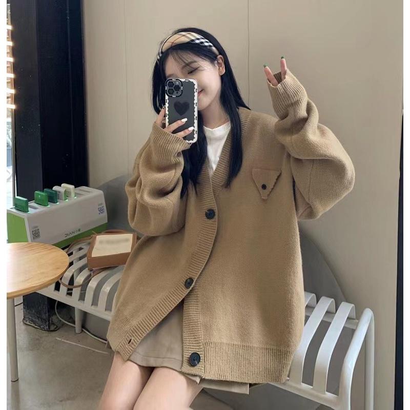 Áo khoác len cardigan len nữ dệt kim cadigan bigsize form dài rộng 2 màu basic phong cách Hàn Quốc H-18-1
