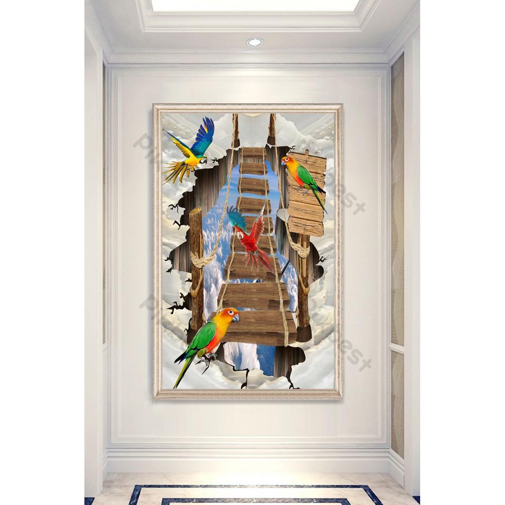 Tranh dán tường 3D Vẹt Nam Mỹ MS02