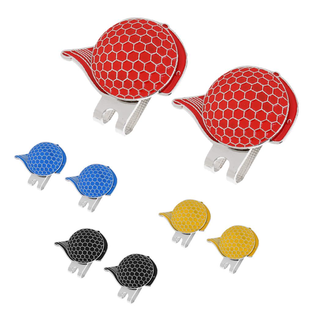 2 Sets of Fashion Cap Stainless Steel Golf Hat Clip Magnetic with Ball Marker