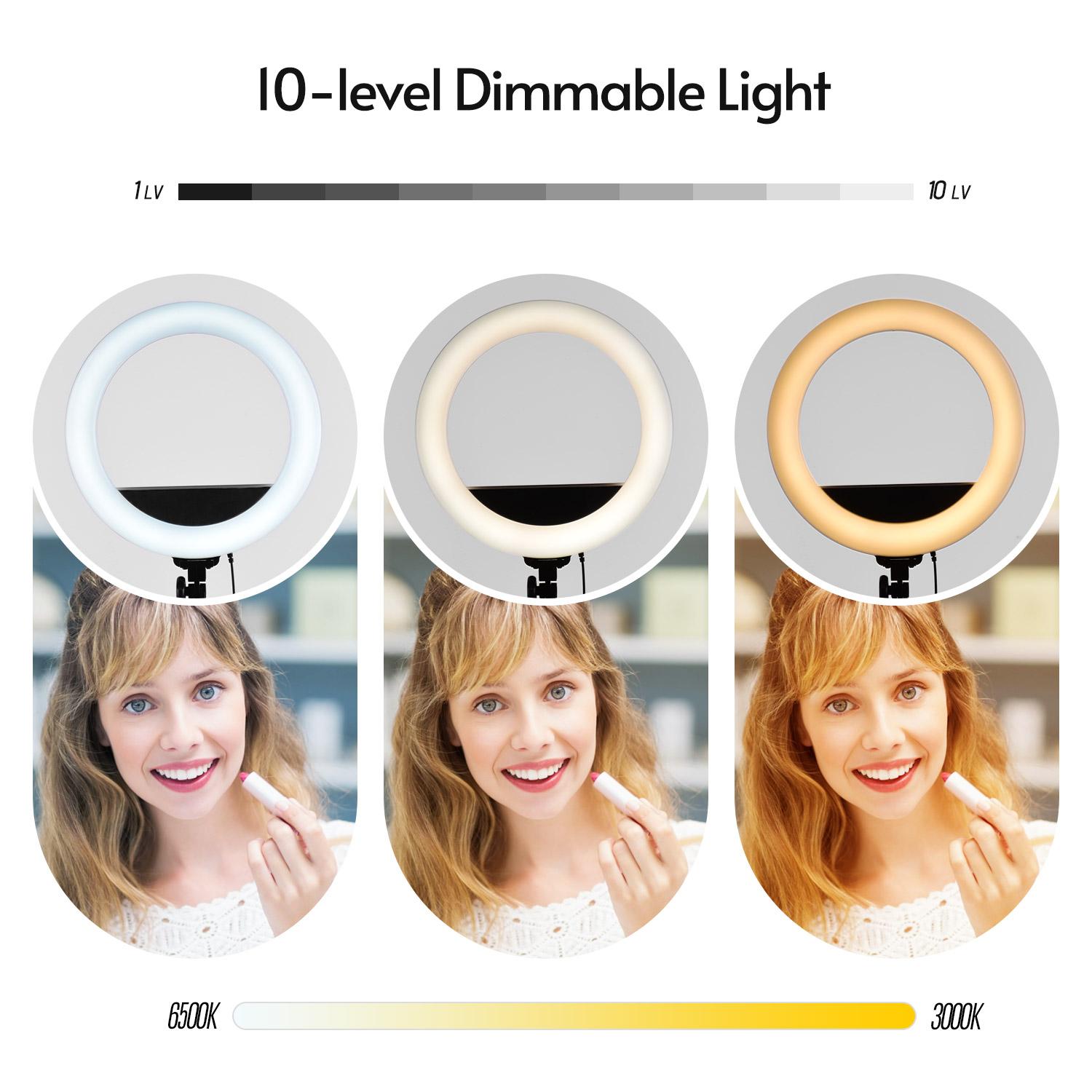 Đèn 14 inch / 36 cm Video LED Ring Light 13W 3000-6500K Có thể thay đổi độ sáng 10 cấp độ CRI90