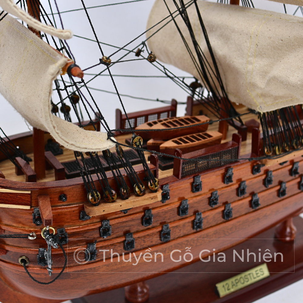 Mô Hình Thuyền Gỗ Phong Thủy Gia Nhiên, Thuyền Buồm Gỗ 12 APOSTLES Dài 40cm, Thuyền Trang Trí Xuất Khẩu Chất Lượng Cao
