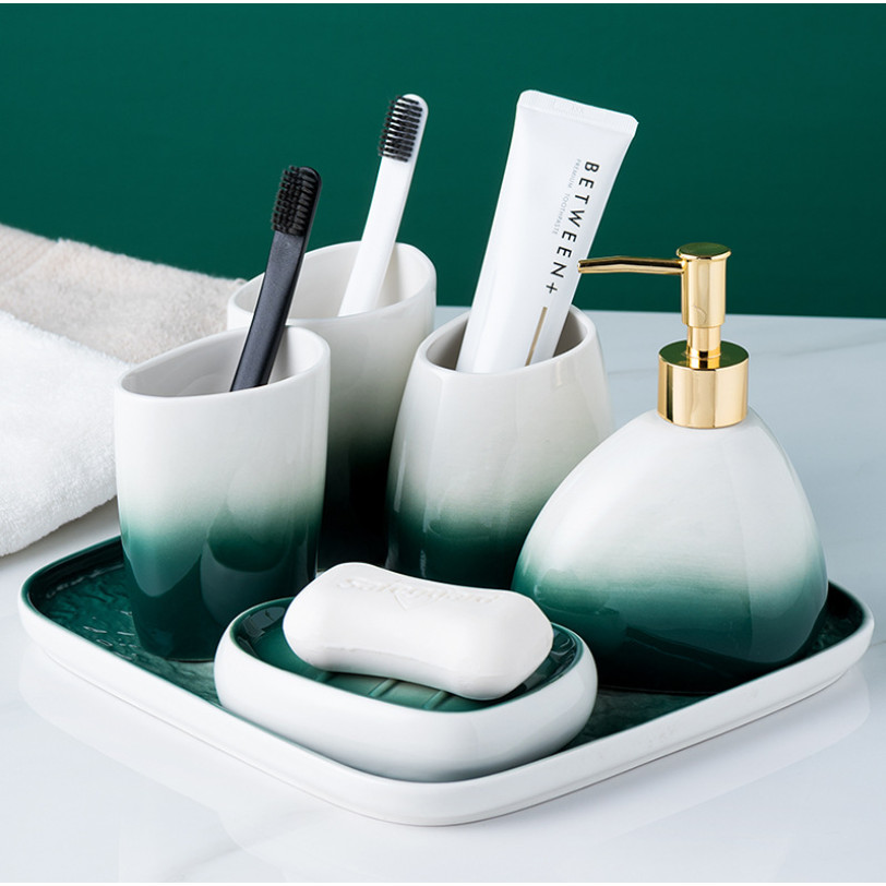 Set nhà tắm Gradient màu xanh lá cây gốm sứ