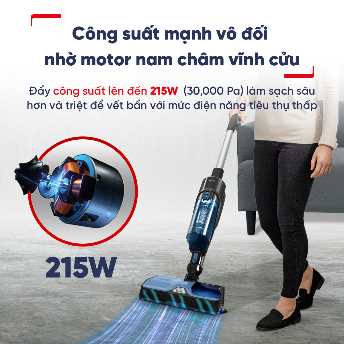 [MỚI RA MẮT] Máy hút bụi &amp; lau sàn không dây Tefal X-Combo GF3039KO - Hàng chính hãng