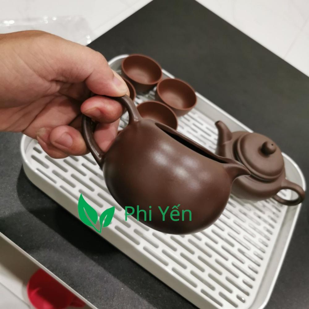 Bộ ấm trà quà tặng tử sa rất kín combo hấp dẫn gồm ấm trà, tống trà, chén trà tử sa siêu đẹp