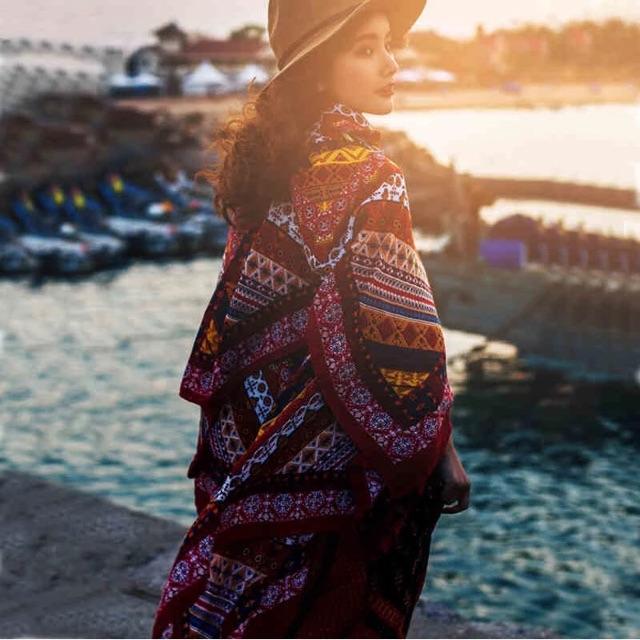 Khăn choàng thổ cẩm boho khăn choàng du lịch biển