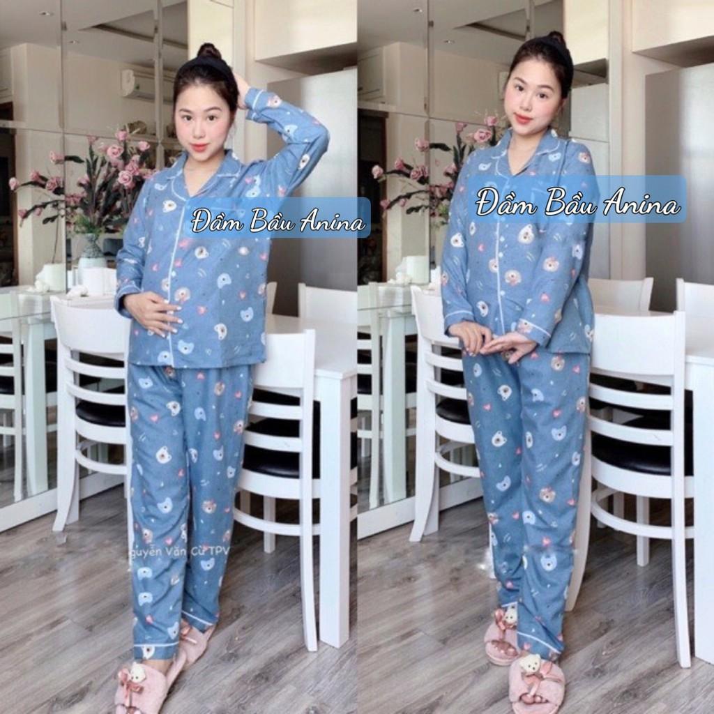 Đồ bộ bầu Pijama mặc bầu và sau sinh Dài Tay chất kate thái BPJM930