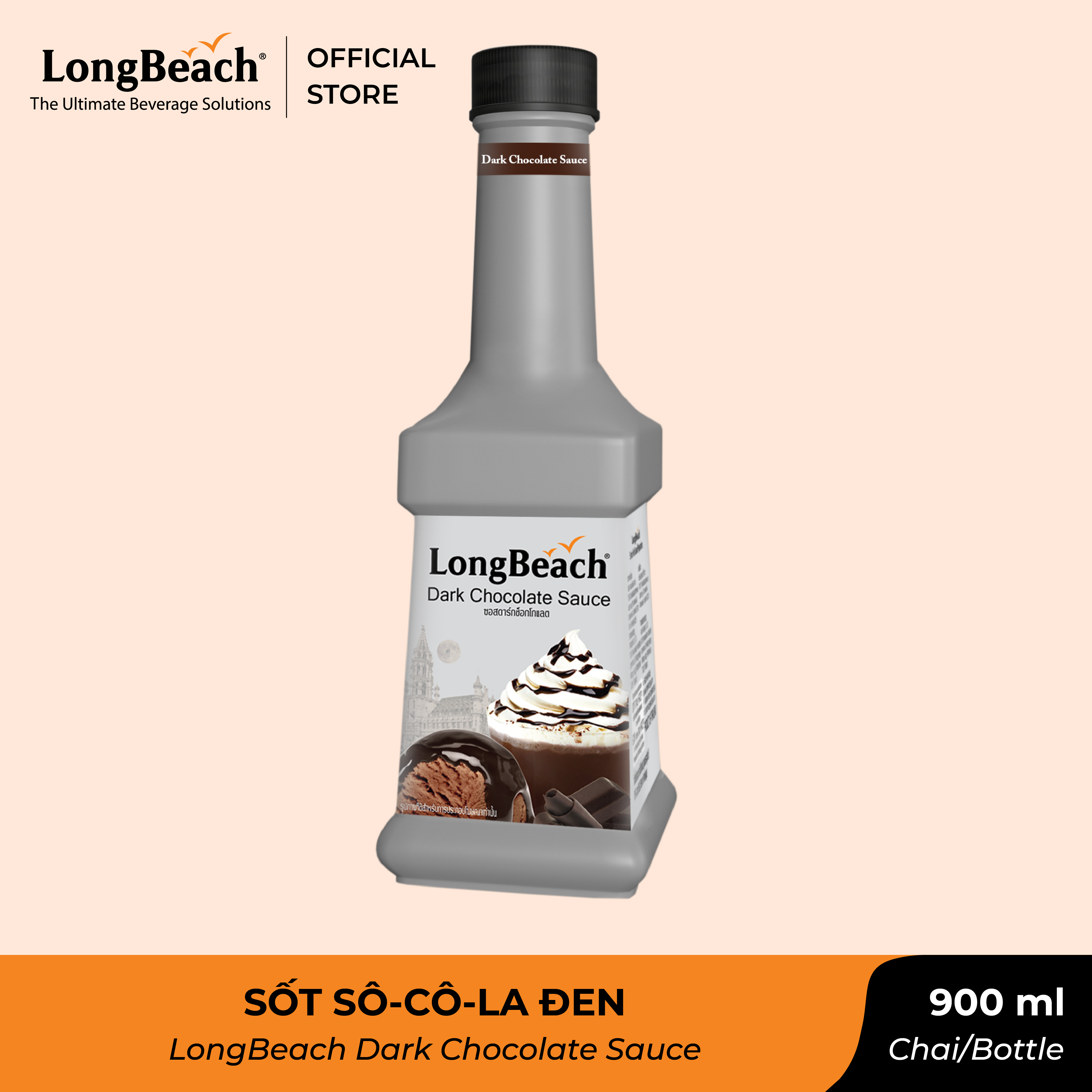 Sốt Sô-Cô-La Đen - LongBeach Dark Chocolate Sauce 900 ml