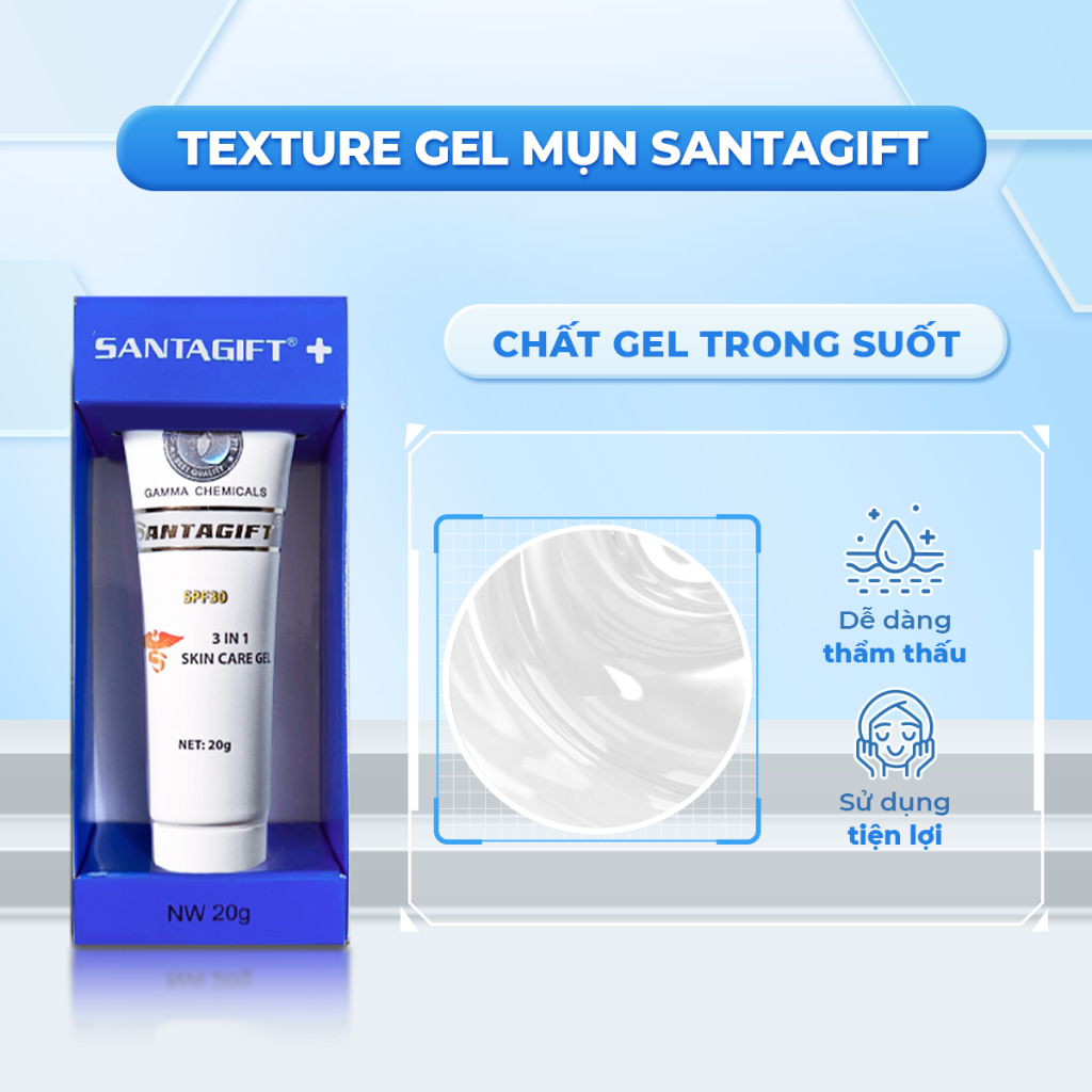 Gel giảm mụn và thâm Gamma SANTAGIFT thông thoáng lỗ chân lông 20g