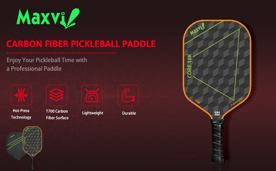 VỢT PICKLEBALL CORE 18K - MẶT VỢT SỢI 18K ĐAN LƯỚI TRUYỀN LỰC TAY DÀNH CHO NGƯỜI CHUYÊN NGHIỆP
