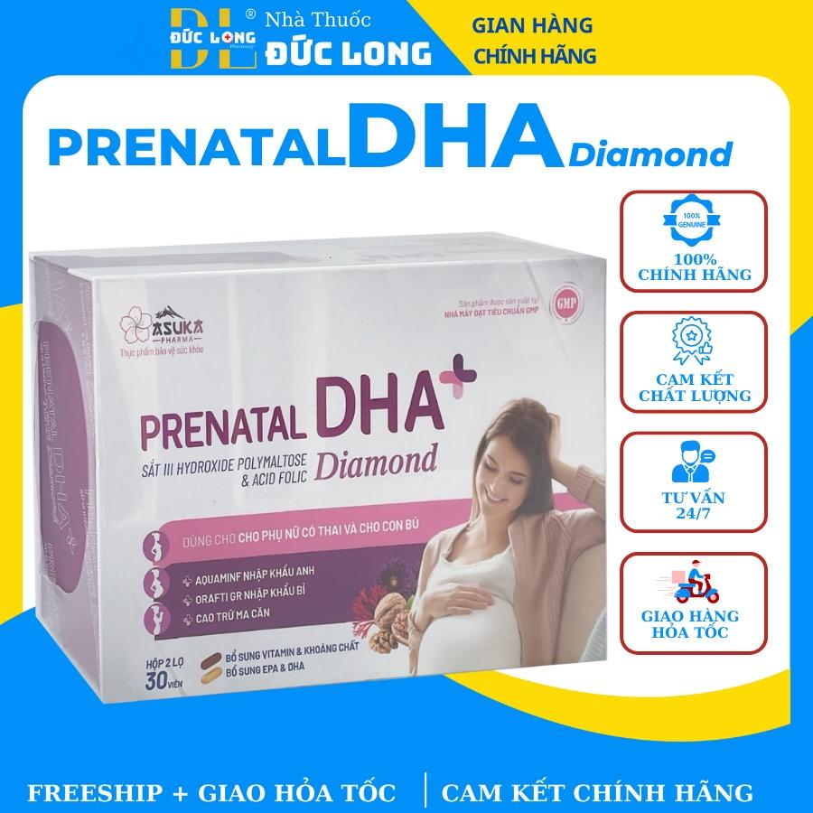 Prenatal DHA+ Dimond ASUKA bổ sung vitamin cho bà bầu và cho con bú- hộp 2 lọ x 30 viên – Đức Long