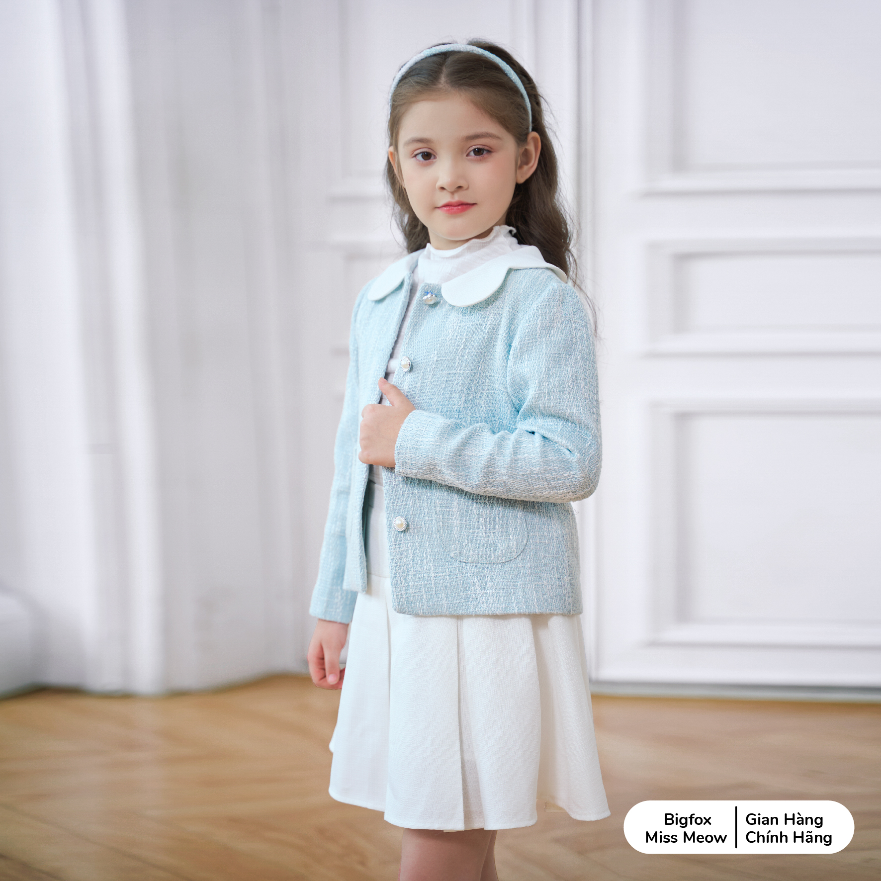 Áo khoác bé gái BIGFOX MISS MEOW  size đại chất dạ tweed 2 lớp kiểu Hàn Quốc tiểu thư sang chảnh 6-11 tuổi 38kg 2006