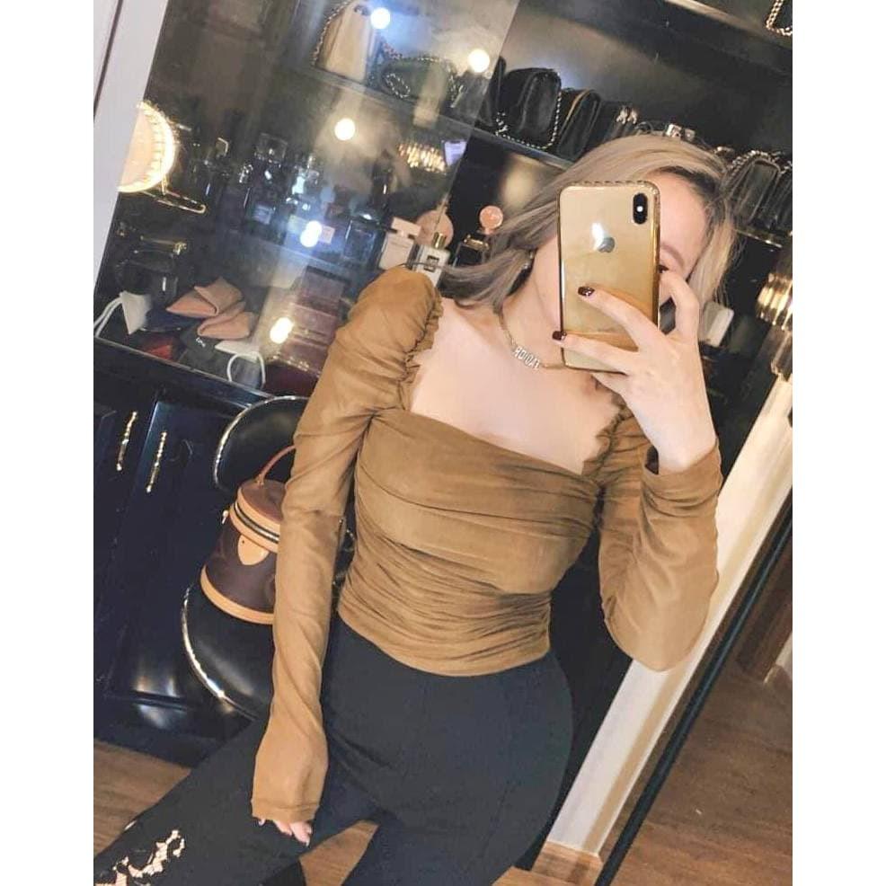 Áo Tay Dài Vai Phồng Lưới Mịn