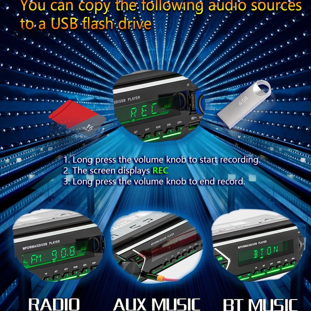 *QCDZ* 505 12V Universal Colorful Lights Car MP3 Player Powerful Bluetooth AUX U Disk TF MP3 Radio Player for Auto Center Control Modification