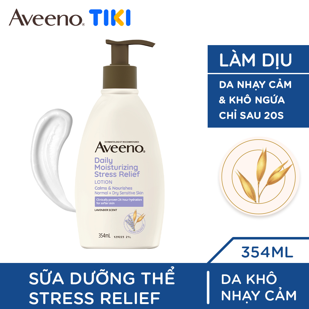 Sữa dưỡng thể cho da nhạy cảm, giảm căng thẳng hương lavender Aveeno Stress Relief 354ml