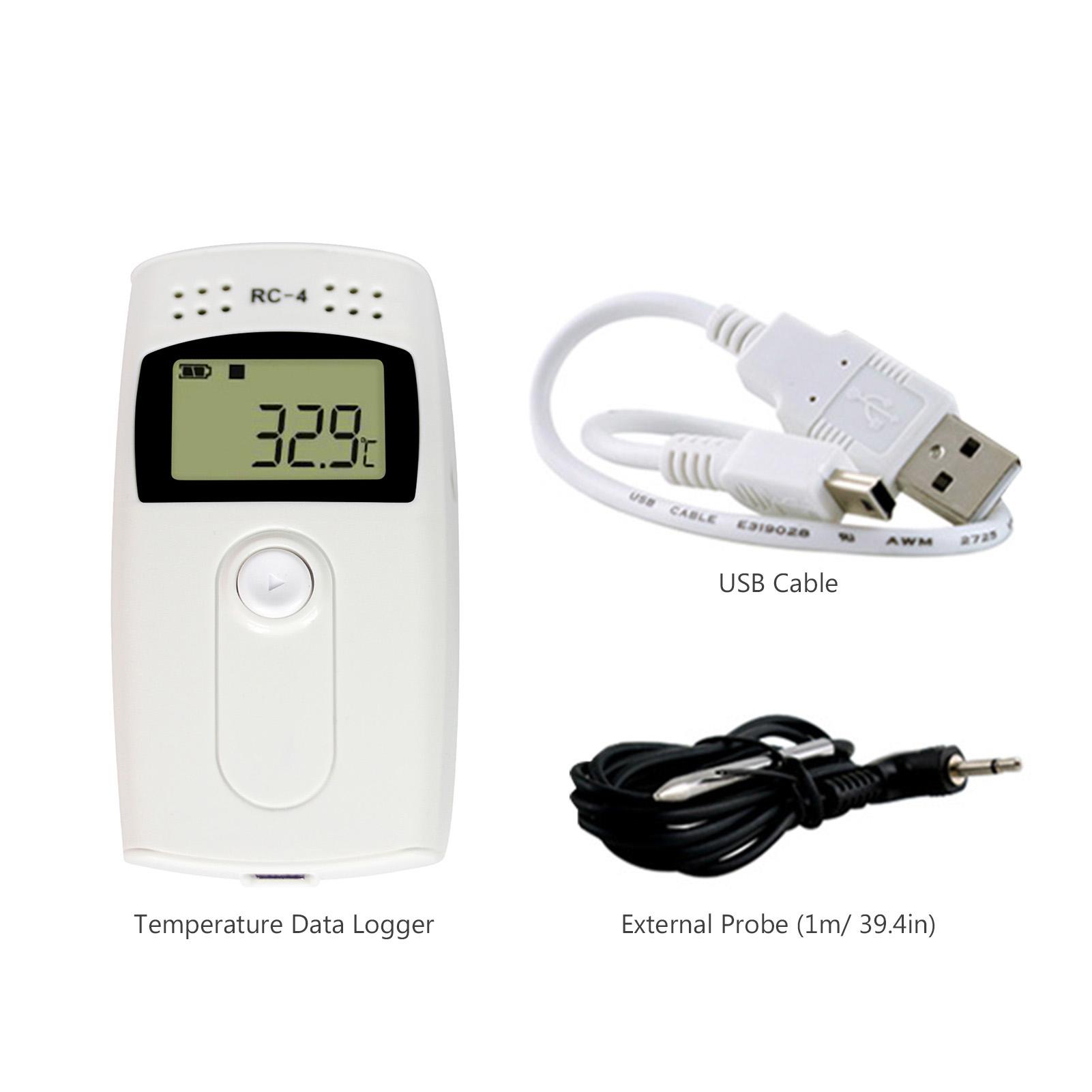 Temperature Data Logger High Accuracy Data Recorder 16000 Points LCD Display Industrial Data Loggers for Cold Chain