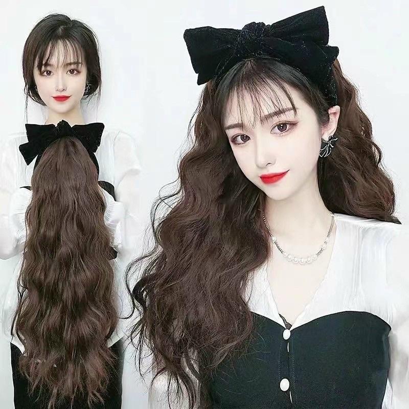 Cài nơ đen dính sẵn tóc nữa đầu cao cấp