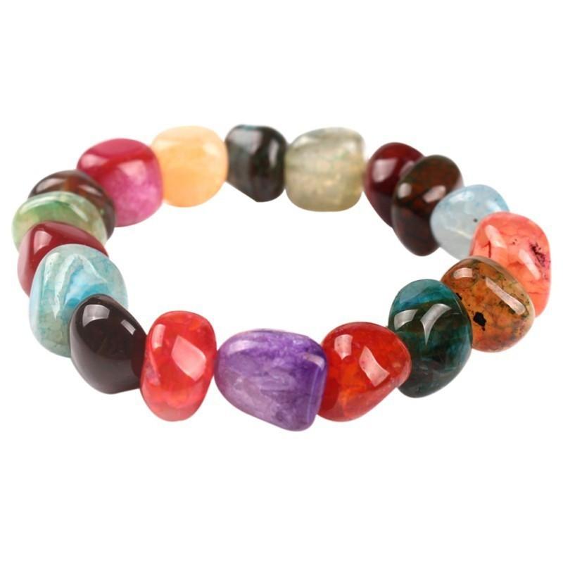 Vòng đeo tay xâu hạt đá tự nhiên hiều màu sắc đẹp mắt cho nữ