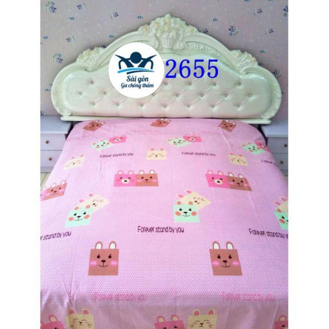 GA CHỐNG THẤM COTTON THUN NANO KHÁNG KHUẨN LOẠI TỐT - HÌNH GẤU HỒNG