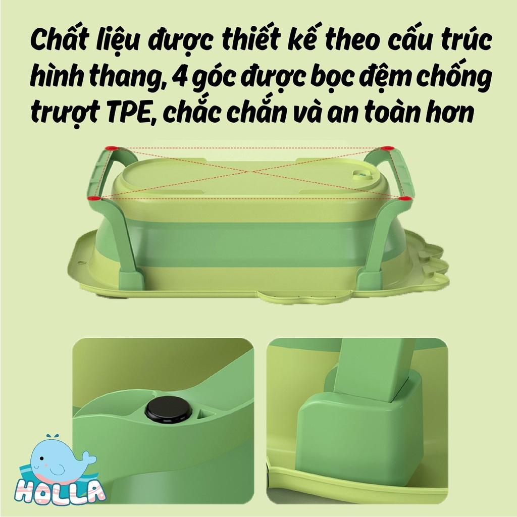 Chậu Tắm Thau Tắm Cho Bé Gấp Gọn Hình Cá Sấu Holla