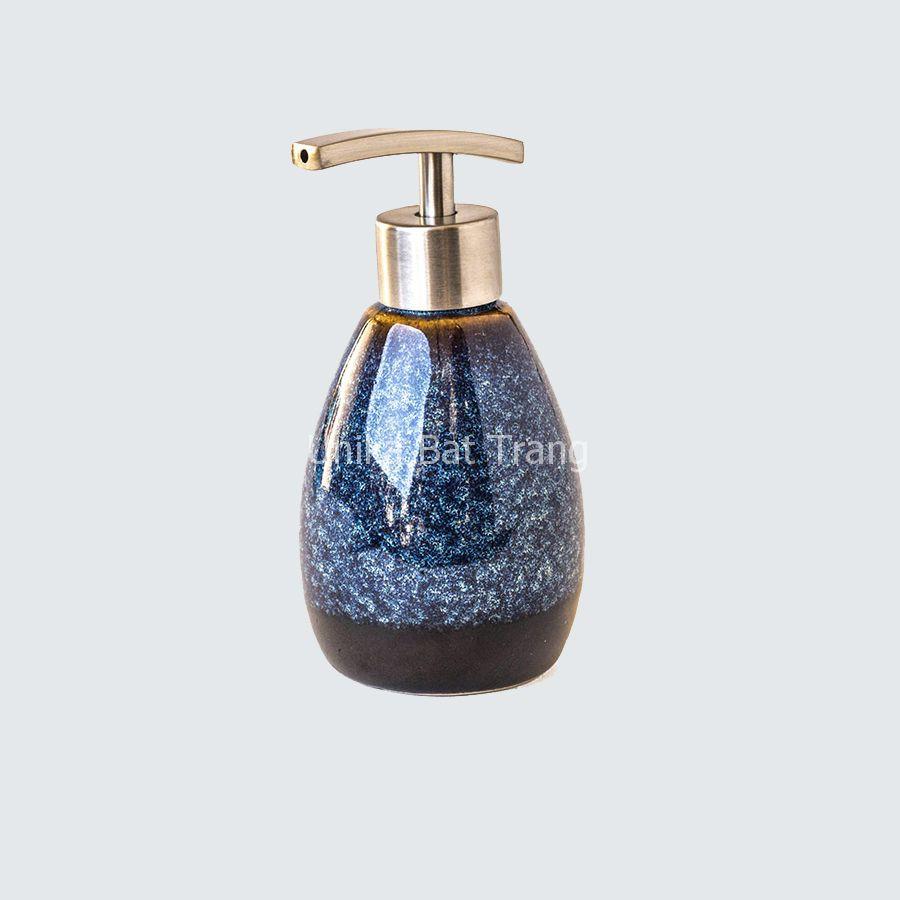 Bình Xịt 6x10cm Vòi Inox - Bình Xịt Đựng Dầu Gội - Bình Đựng Sữa Tắm - Bình Đựng Dầu Xả - Gốm Sứ Cao Cấp Bát Tràng