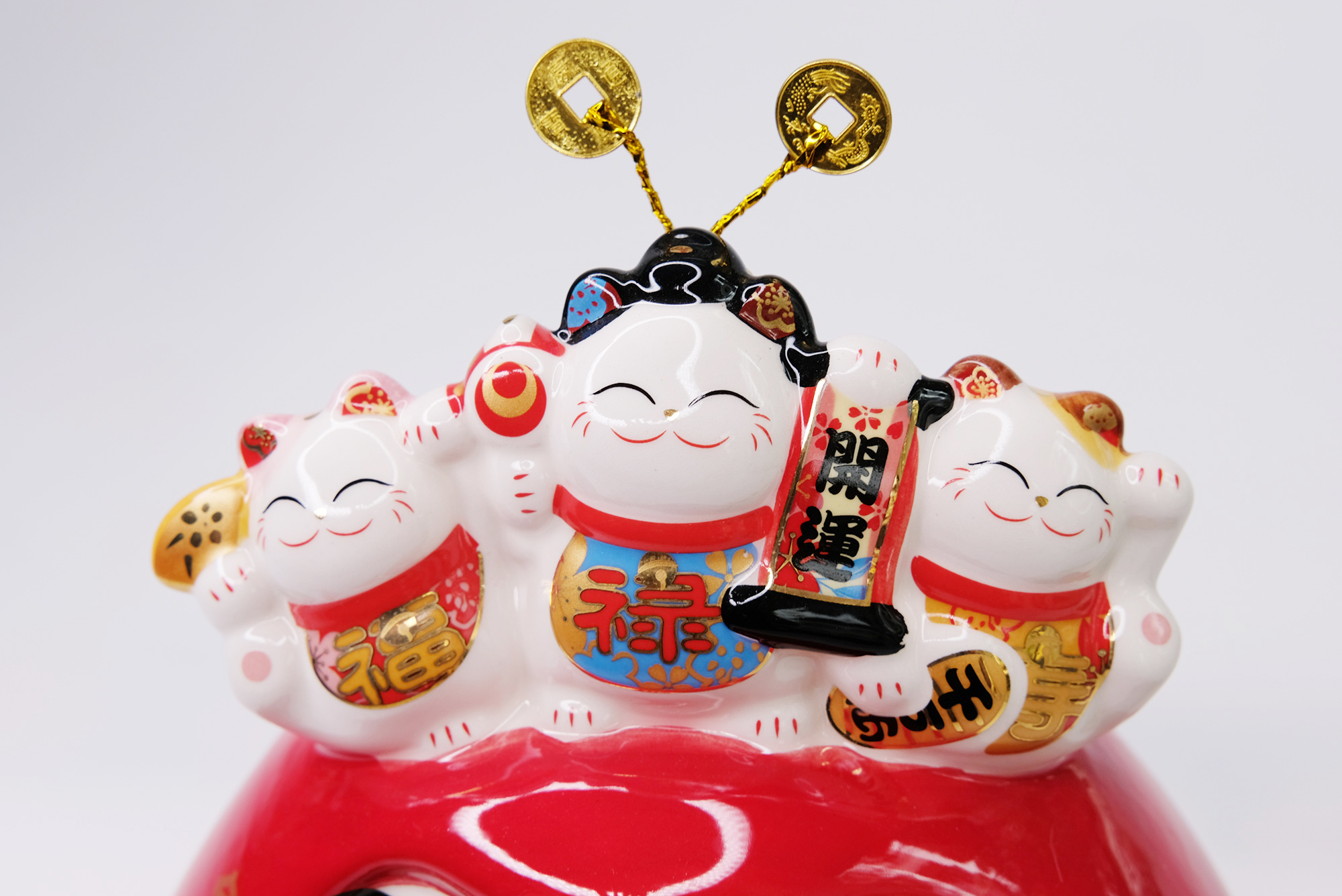 Daruma sứ Jinshi 3 Mèo Thần tài 20cm