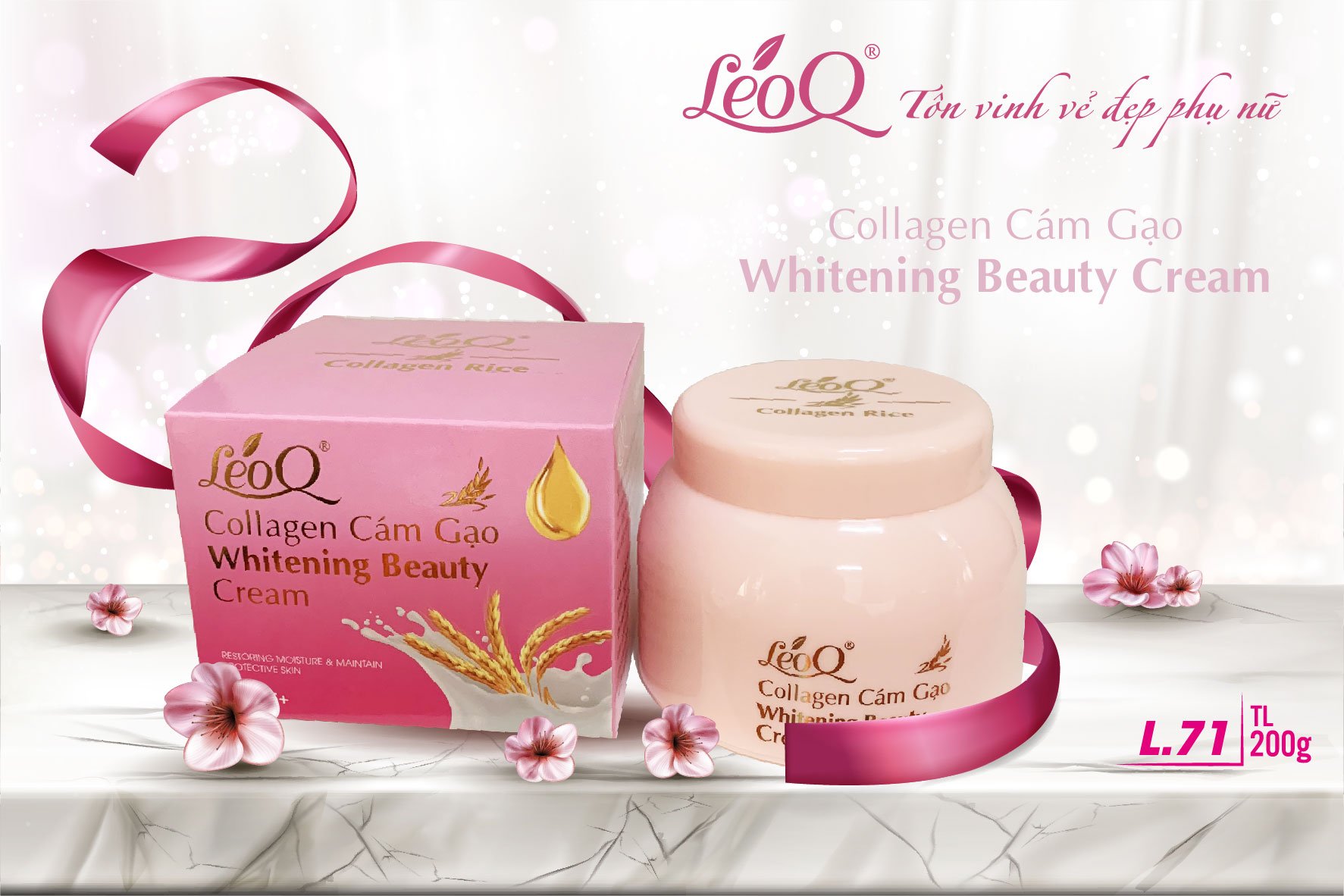 LEOQ COLLAGEN CÁM GẠO WHITENING BEAUTY CREAM 200G