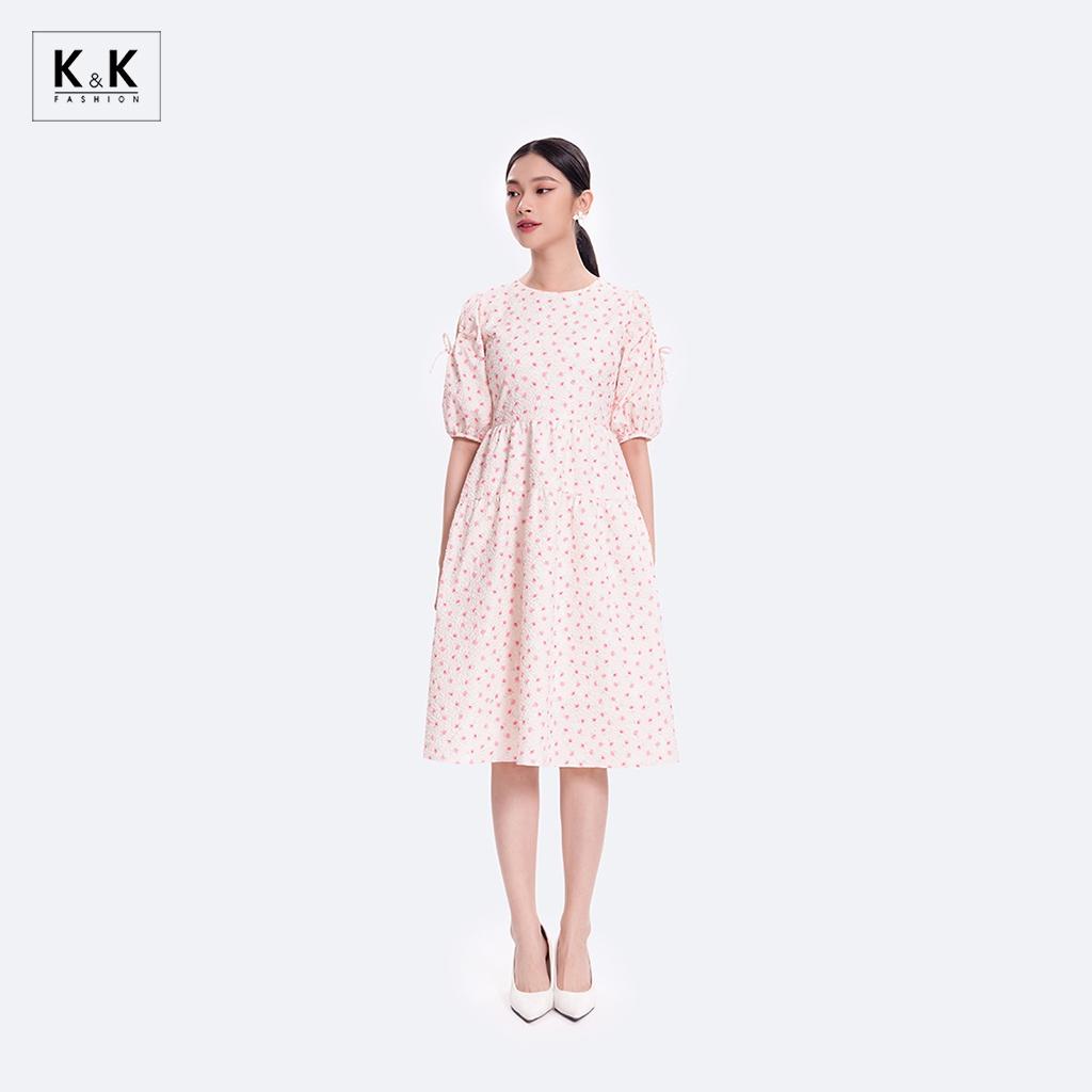 Đầm Xòe Hoa Nhí Tay Cut Out K&amp;K Fashion KK119-09 Chất Liệu Xốp 3D