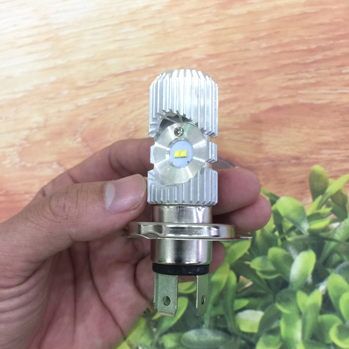 Đèn led 2 tim chân h4 ánh sáng trắng, Nguồn điện 12V - A216