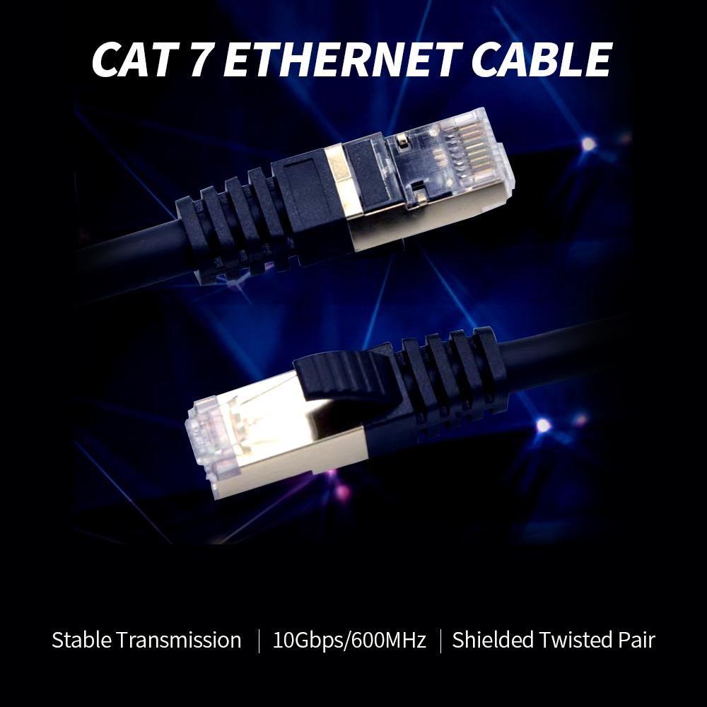 Cáp Ethernet Cat7 10Gbps 600Mhz / Cặp xoắn được bảo vệ // 26AWG Lõi đồng không chứa oxy / Giao diện RJ45 mạ vàng