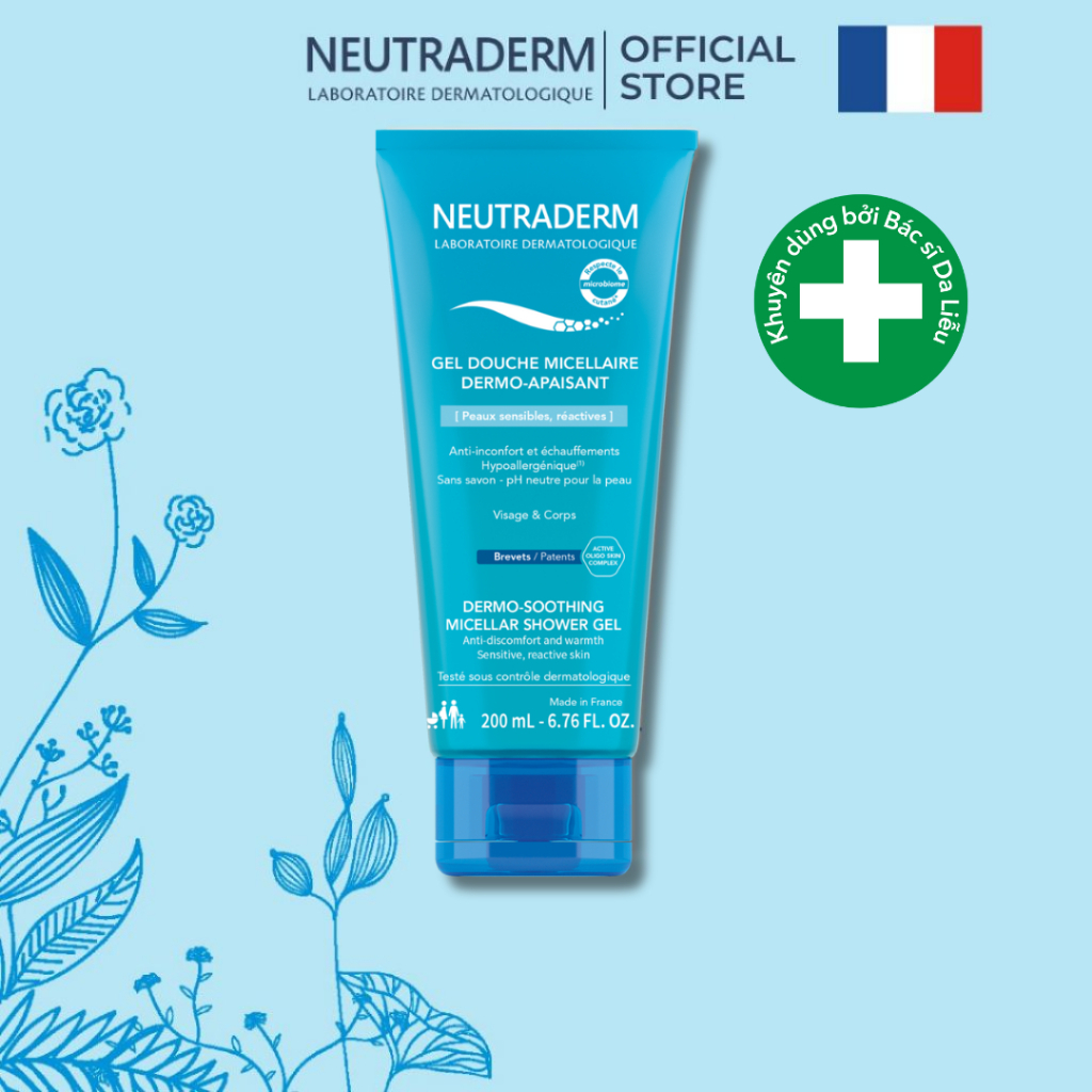 [MUA 1 TẶNG 1] Sữa Tắm Chăm Sóc Da Nhạy Cảm NEUTRADERM MICELLAR Không Chứa Xà Phòng, Dưỡng Ẩm, Làm Dịu Da 200ml