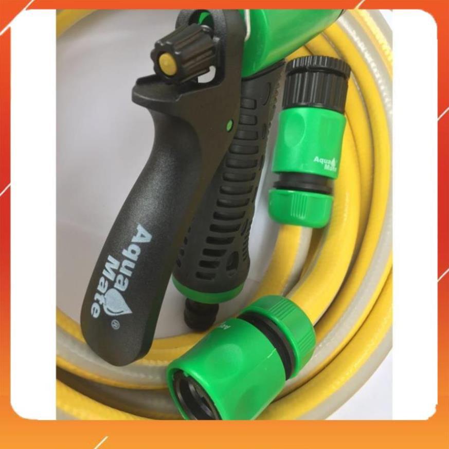 Vòi tưới cây rửa xe 6m-7m-8m tay bóp tùy chỉnh nhiều chế độ 319498622-1622-3 mầu cam