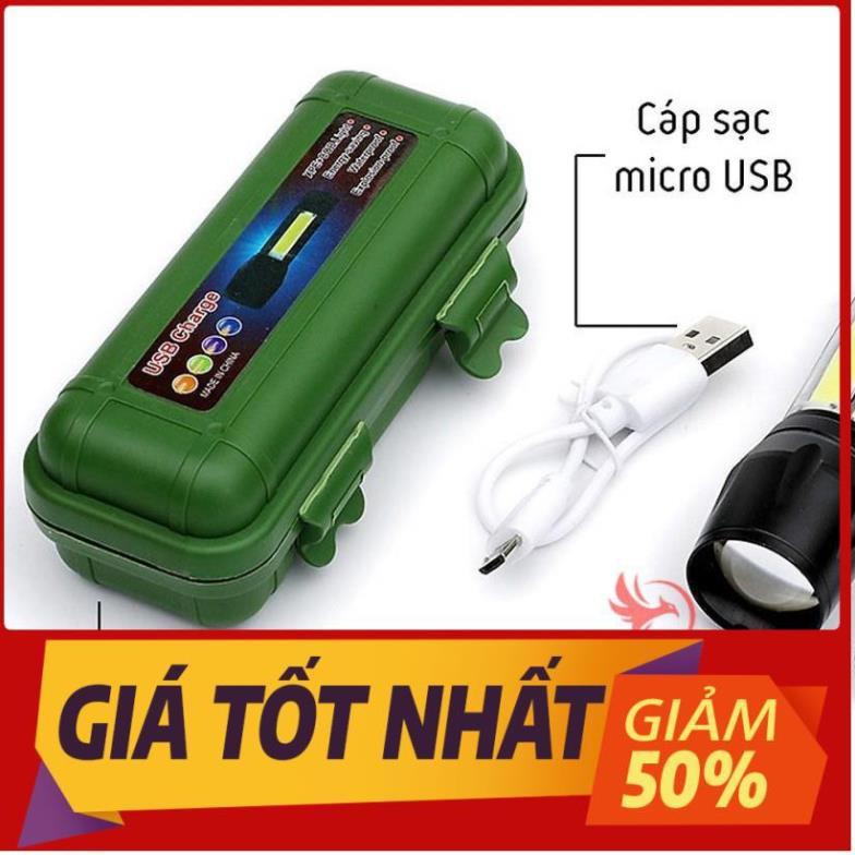 Đèn pin siêu sáng mini bin sạc điện usb bóng led xpe cob có zoom chống nước cầm tay chuyên dụng