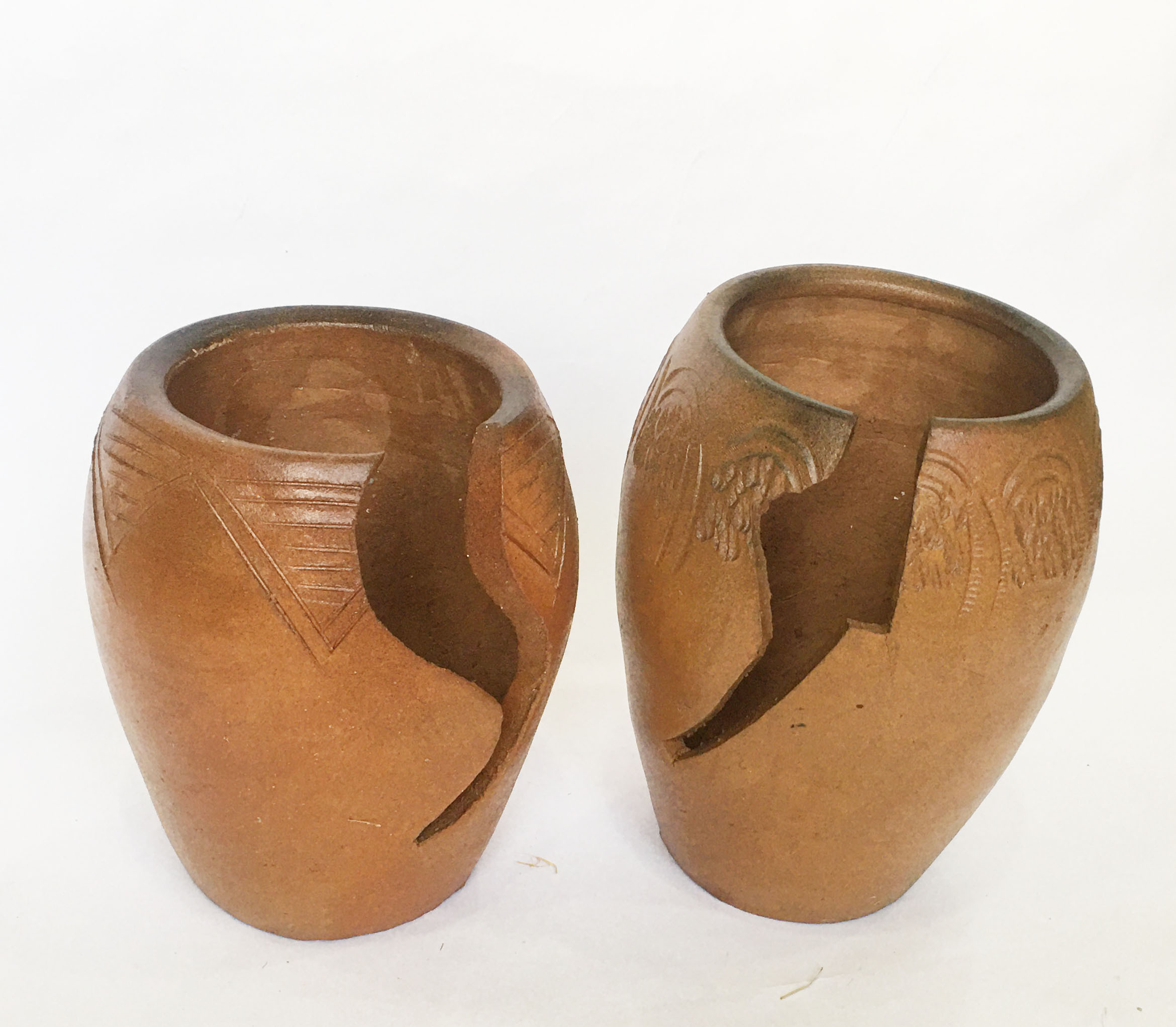 Chậu gốm đất nung trồng sen đá có khoét rãnh - Chậu gốm thủ công Chămpa Bàu Trúc, decor vintage