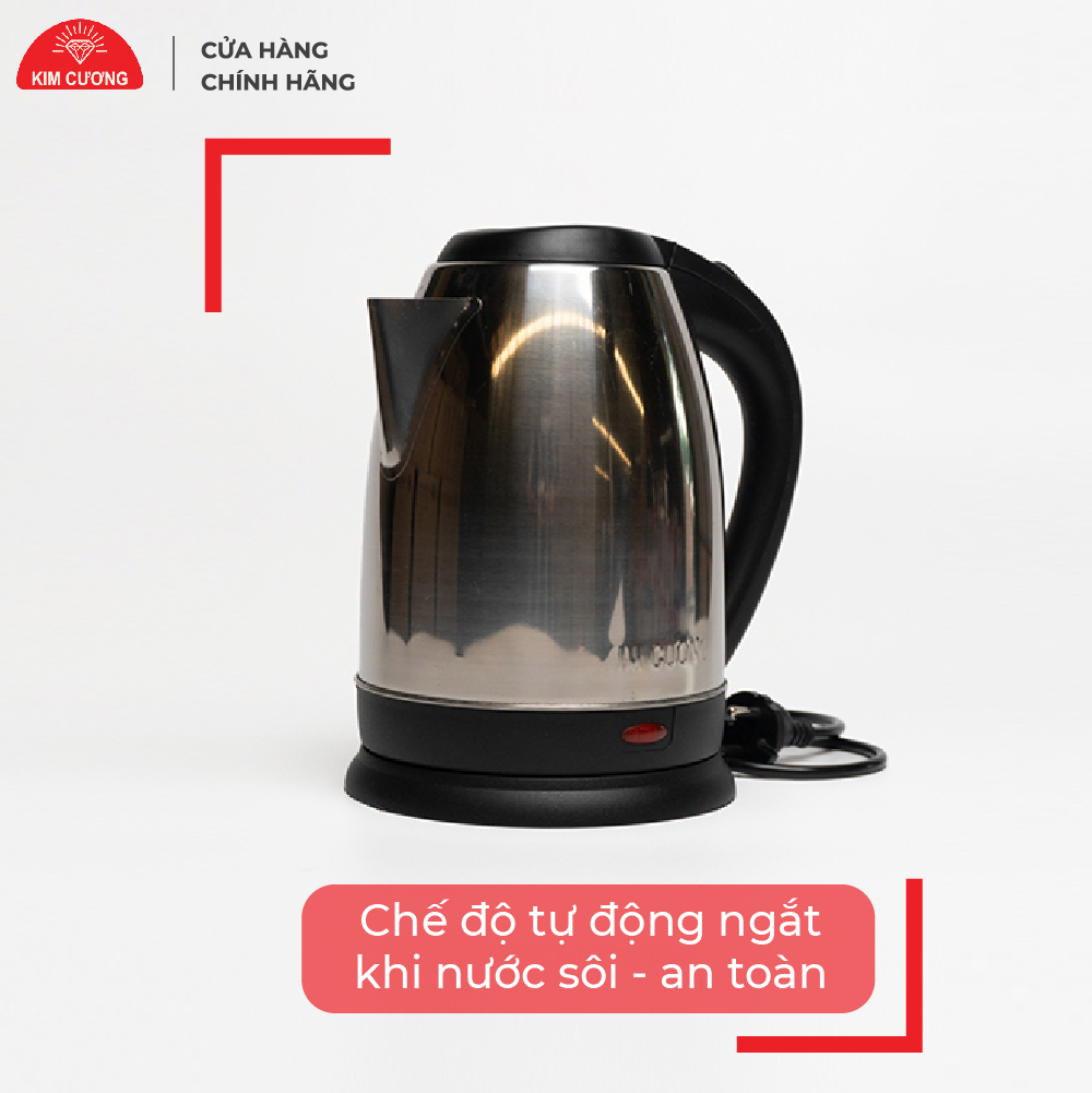 Ấm Đun Nước Siêu Tốc Inox 2 Lít Kim Cương - Hàng Chính Hãng