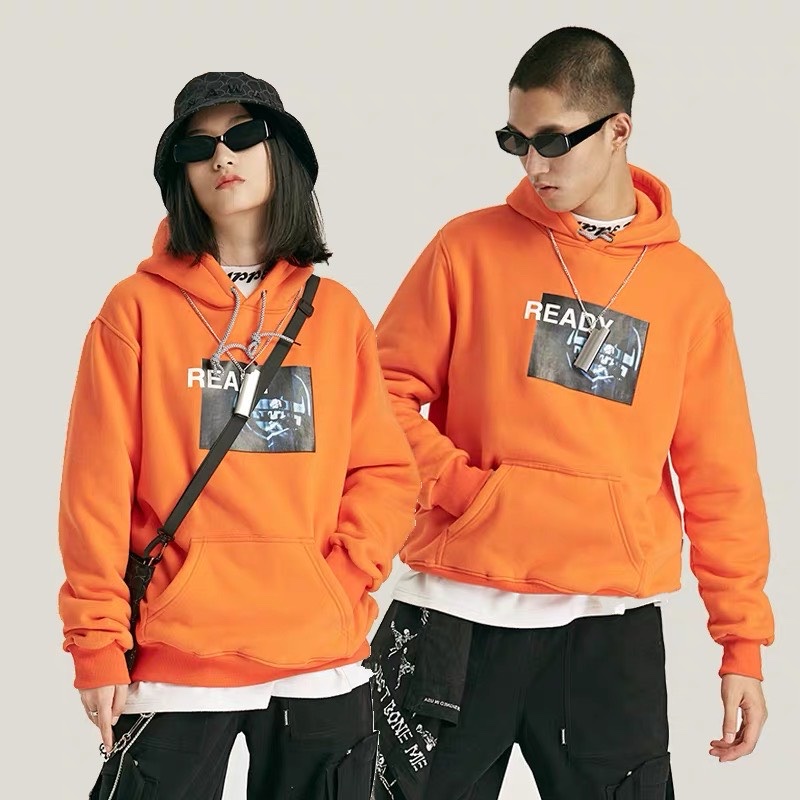 Áo Hoodie Màu Cam Form Unisex In Hình Cá Tính - LZGV041