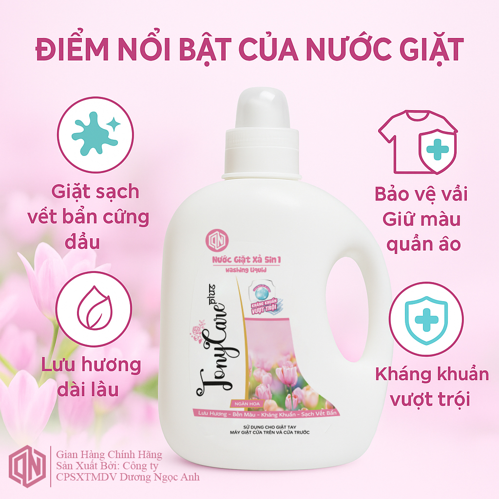 Nước giặt Tonycare 2100ml – Hương Ngàn Hoa sạch sâu, thơm ngát, an toàn cho sức khỏe – Chính hãng Tonycare