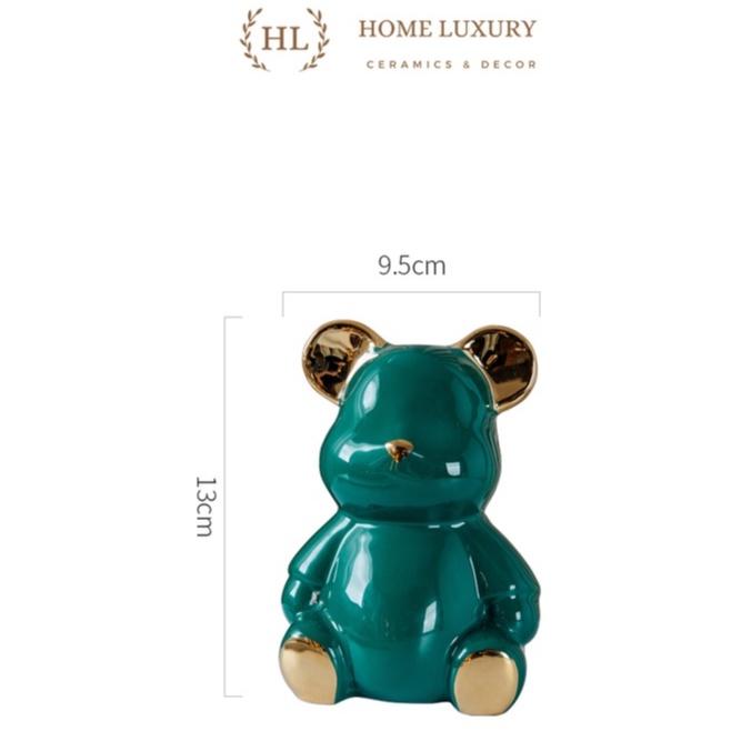 Lọ Đựng Tăm Hình Gấu Bearbrick Cao Cấp Vàng Kim 2023 | Hũ sứ có nắp đậy đựng tăm chất liệu sứ điểm vàng kim hình Gấu