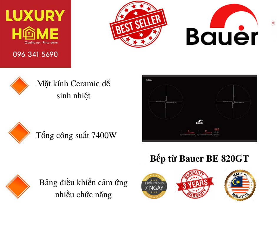 Bếp từ Bauer BE 820GT - Hàng Chính Hãng